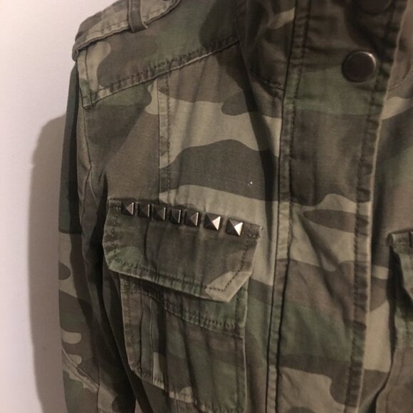 INC International Concepts Studded Camo Field Drawstring Jacket Womens Small - Picture 7 of 11